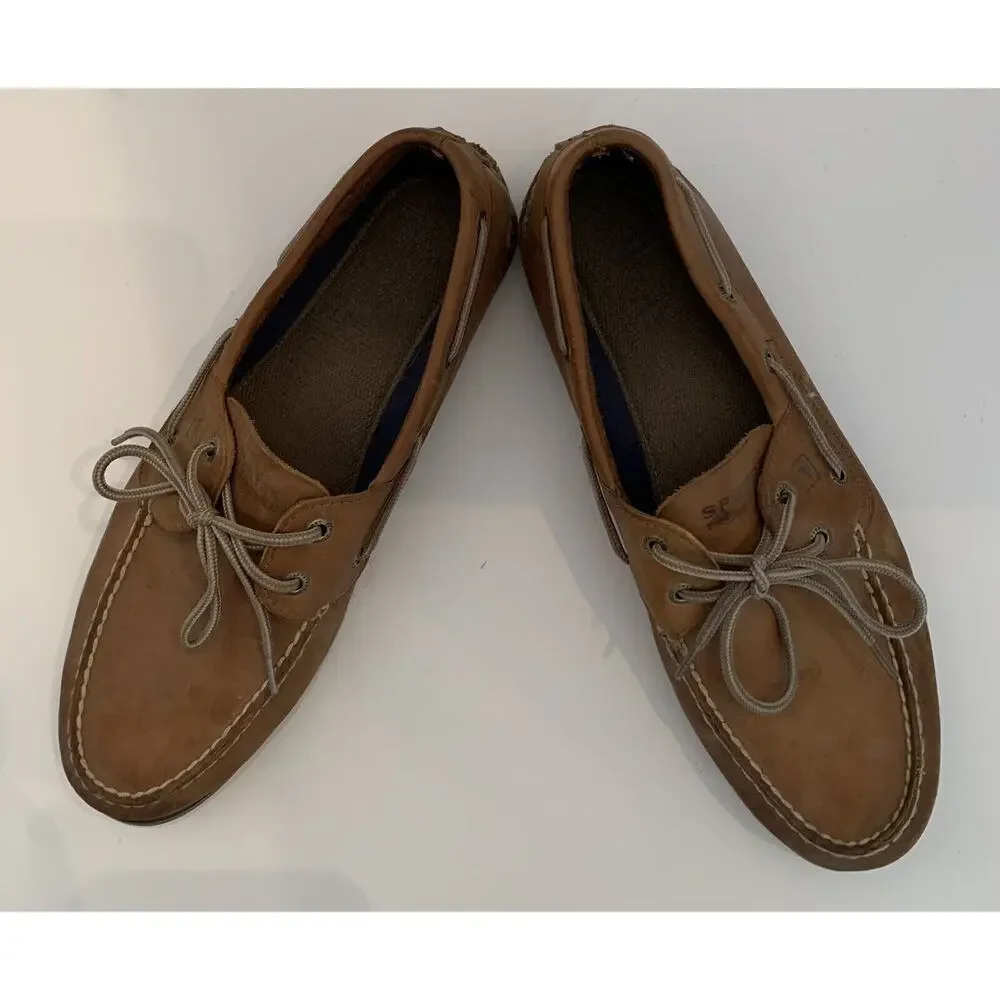 Size 12M Sperry Brown Leather Leeward Boat Shoes Mens 0777894